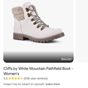 Cream colored size 8 ladies hiking boots never worn with box